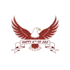 Geometric Bald Eagle & Banner – Minimalist ‘Happy 4th of July’ Patriotic Mascot