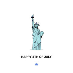Liberty Bell with Festive Text – ‘Happy 4th of July’ on Historic Flat Icon