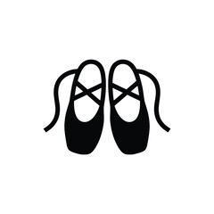 Black and White Ballet Shoes Icon with Ribbons Silhouette