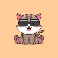 Cat logo wearing glasses squa...