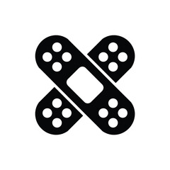 Black and White Crossed Bandages Icon for First Aid