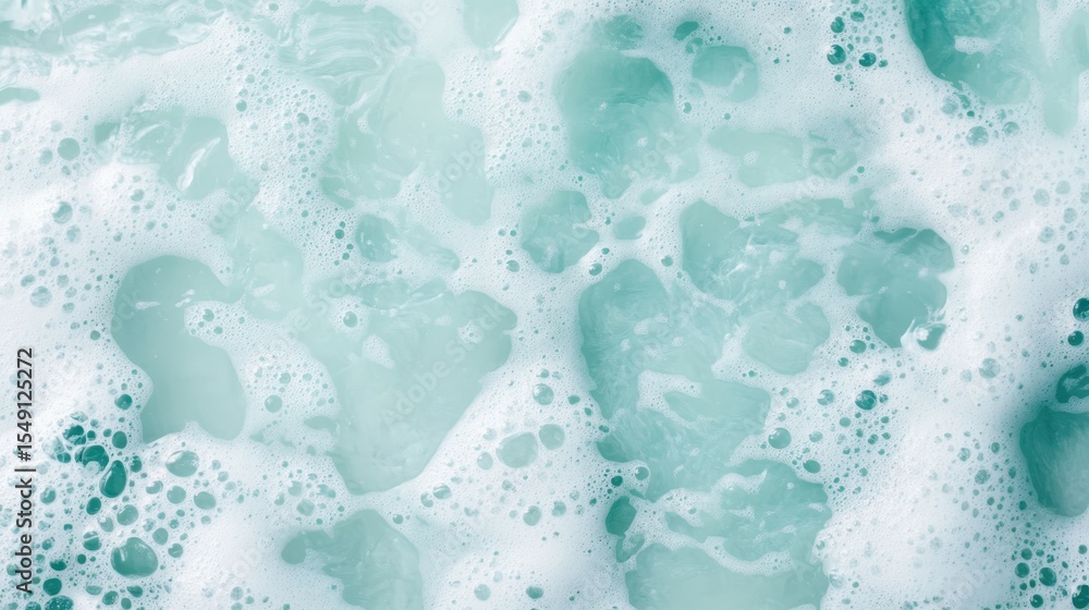 Poster a close-up view of bubbles gently forming in shimmering water, creating a serene atmosphere that sym