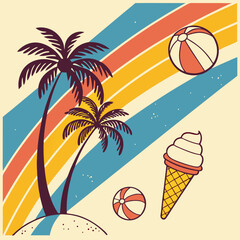 a retro inspired t shirt graphic design featuring summer