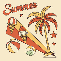 a retro inspired t shirt graphic design featuring summer