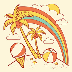 a retro inspired t shirt graphic design featuring summer