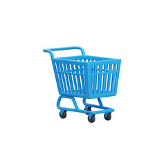 Modern 3D Blue Cart Symbol, Isolated on Transparent or White Background