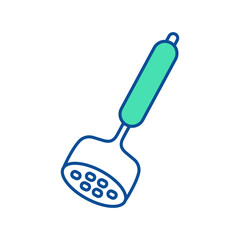 Mash crusher. Kitchenware icon. Line vector kitchen utensil and tool. Cutlery illustration