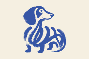 dog sitting brush stroke sketch vector illustration