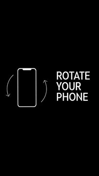 Vertical Animation for Rotate Your Phone to Landscape orientation. Rotate Your Device from Vertical to Horizontal. Outline Icon Animation on Black Background for Social Media