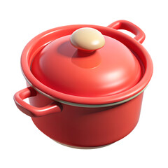 Realistic Saucepan Red Cooking Pot