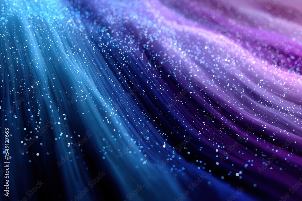 Poster vibrant abstract background featu dynamic flowing light trails in blue and purple colors with sparkl