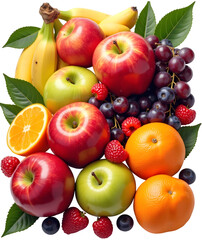 fresh fruits isolated on white background