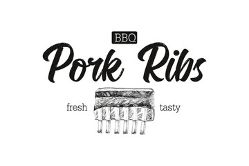 Pork ribs logo template vector