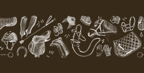Horse riding seamless border vector