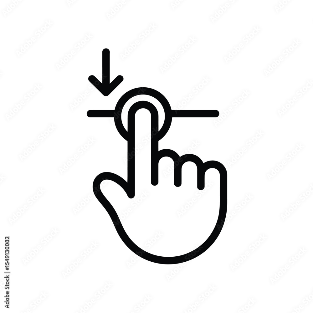 Poster Swipe Down Gesture Finger Touching Line with Arrow Pointing Down