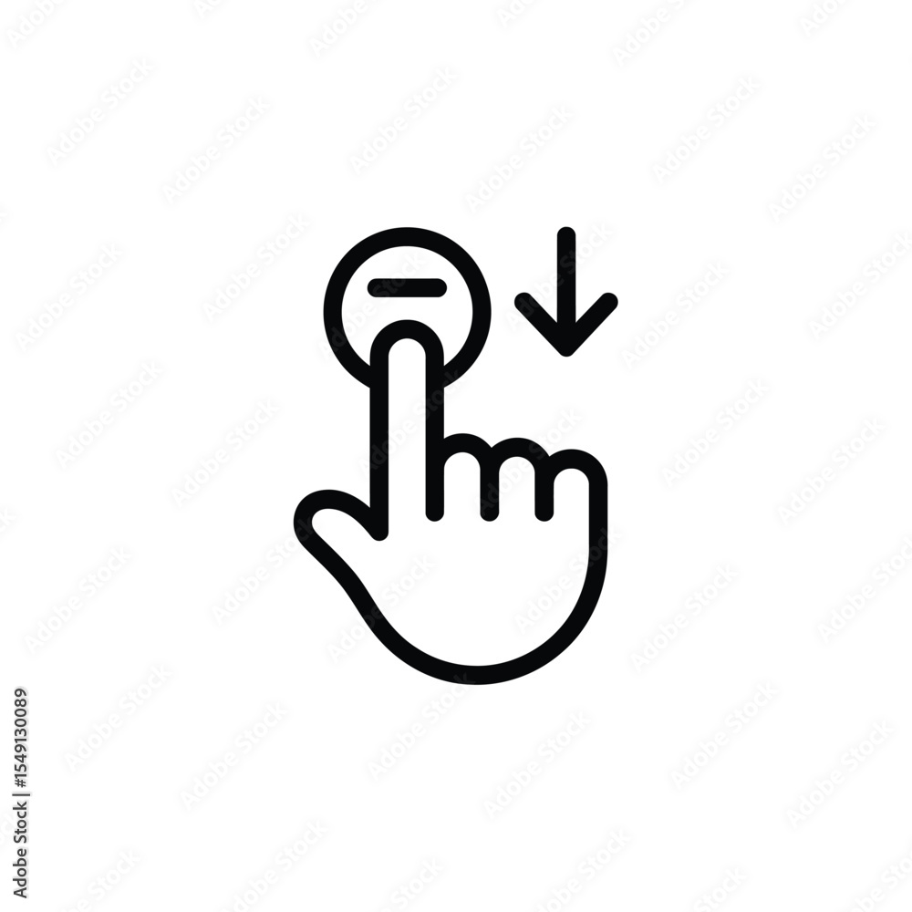Poster minimize and scroll down gesture icon in black and white
