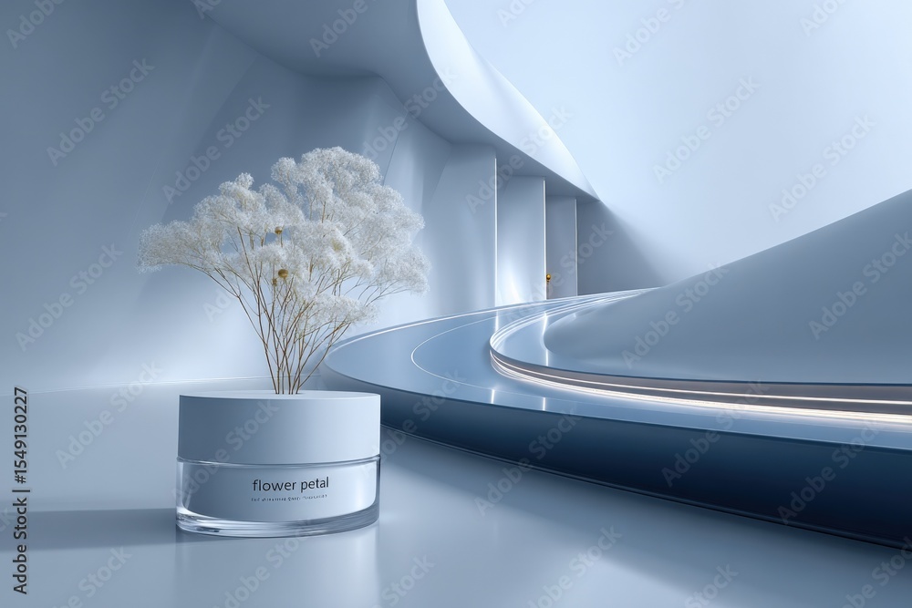 Aufkleber modern futuristic interior design with sleek curved architecture and minimalist decor featu a white 