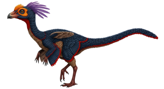 Isolated Colorful Feathered Dinosaur