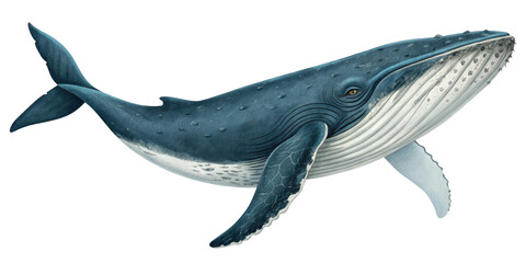 Fototapeta premium Realistic Illustration of a Majestic Humpback Whale Swimming Gracefully in the Ocean