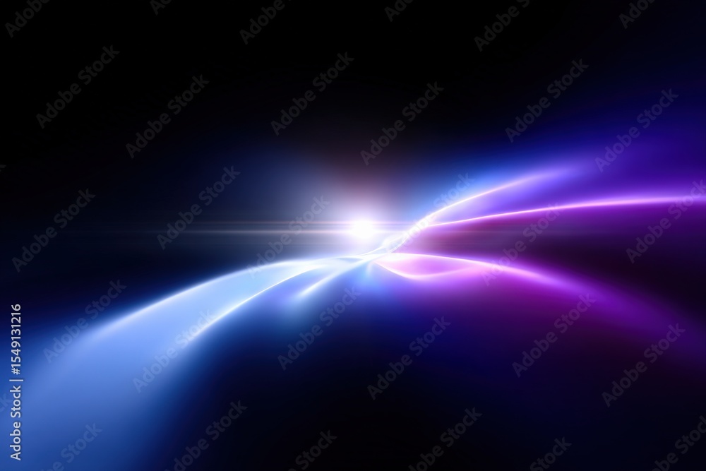 Poster abstract vibrant glowing energy wave lines with bright light flare in dark background for digital te