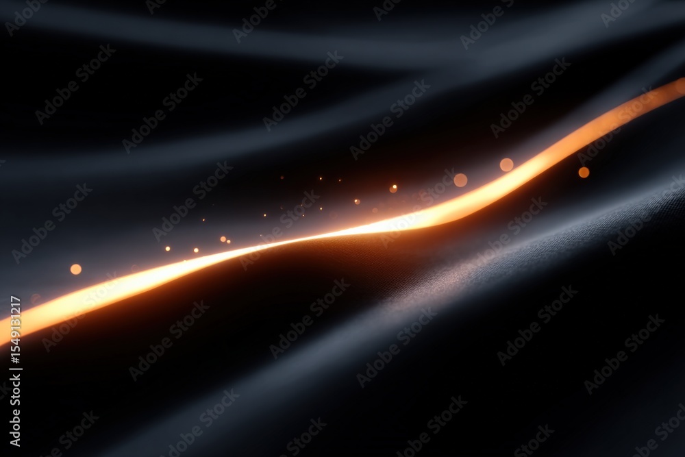 Aufkleber abstract minimalist digital background with glowing smooth flowing golden light waves and sparks on 