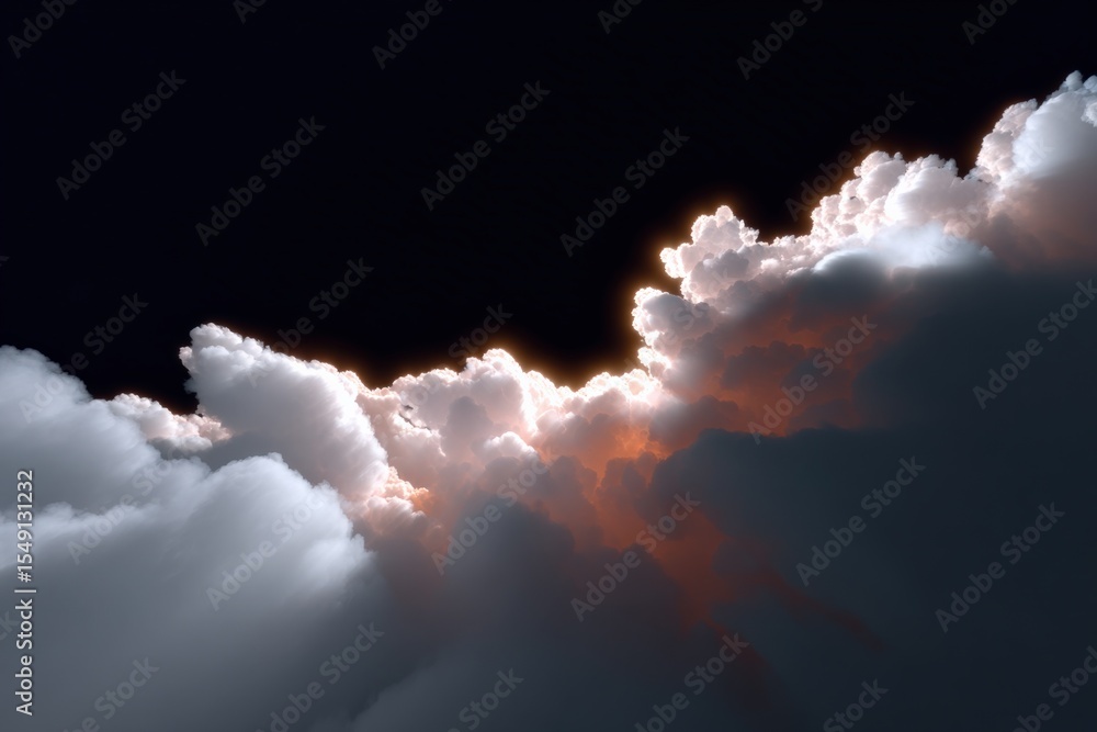 Poster stunning clouds illuminated by the setting sun with dramatic contrast and vibrant colors in a clear 