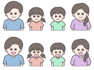 にこにこ笑顔の家族イラスト