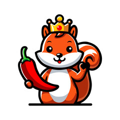 King Squirrel with Chili Pepper Mascot