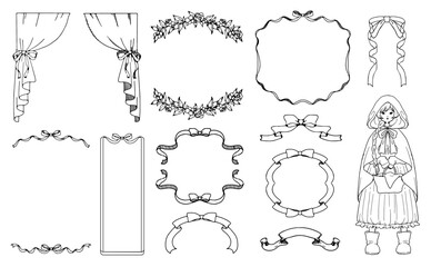 リボンフレームと赤ずきん