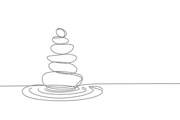 Minimalist Stone Cairn Illustration in Single Continuous Line Drawing