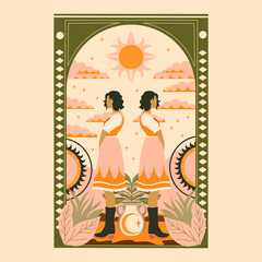 modern stylish illustration in boho country style. for printing on clothes or fabric	