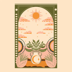 modern stylish illustration in boho country style. for printing on clothes or fabric	