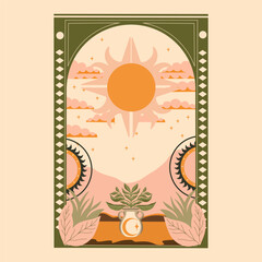 modern stylish illustration in boho country style. for printing on clothes or fabric