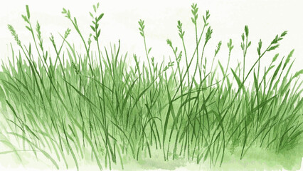 Summer Whisper Green Grass isolated watercolor vector illustration svg