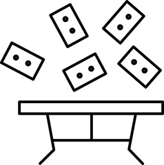 Money cash finance wealth and investment are represented by banknotes flying above table symbolizing abundance prosperity and financial success in business environment