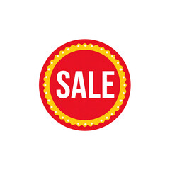 Modern sale badge vector in red and yellow colors 