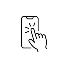 Finger touching phone screen icon mobile app interaction concept