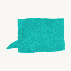 Vintage green pastel notebook paper bubble isolated on white background. Crumpled texture, rough torn edge, gritty dots and halftone layer.