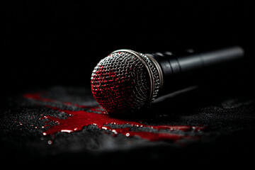 Bloody microphone as a concept of war press