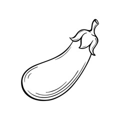 Hand-drawn eggplant illustration. Vector vegetable sketch for organic packaging, kitchen decor, eco-friendly products, and culinary design.