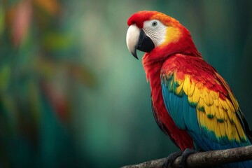 Scarlet Macaw Perched on Branch
