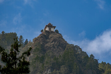 The traditional Bhutanese temple Tiger Nest Monastery in Paro valley Bhutan