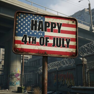 happy 4t of july sign for celebration, celebrating the independence day of unites states of america