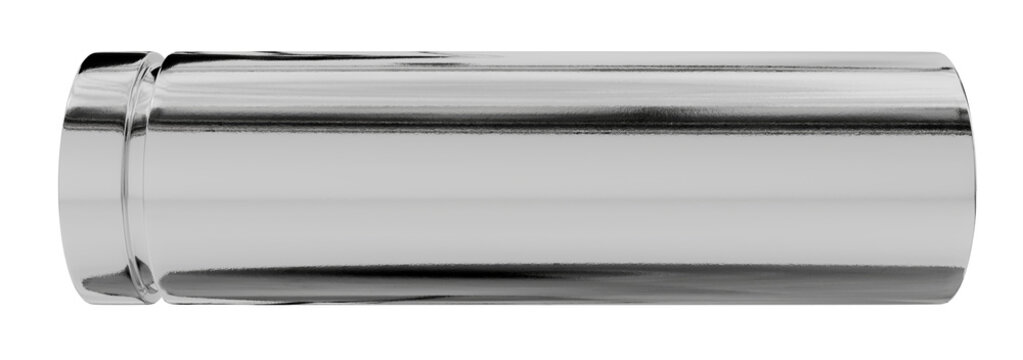 Sleek, reflective metal pipe with a gleaming chrome finish, perfect for modern architectural and industrial design projects requiring a clean, sophisticated touch