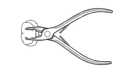 Line Art Illustration of Pliers Grasping a Soft Object