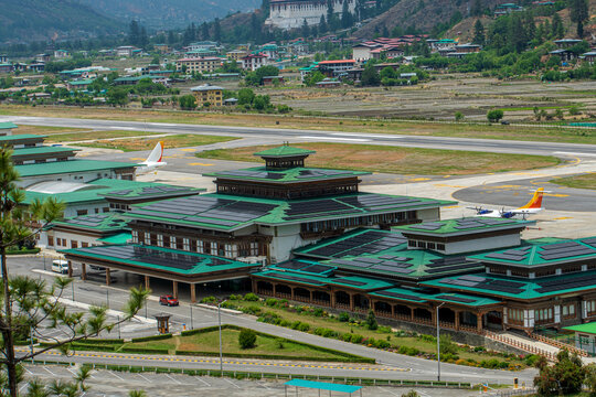 View of Paro international airport Bhutan