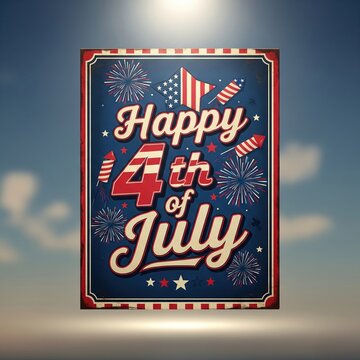 happy 4t of july sign for celebration, celebrating the independence day of unites states of america