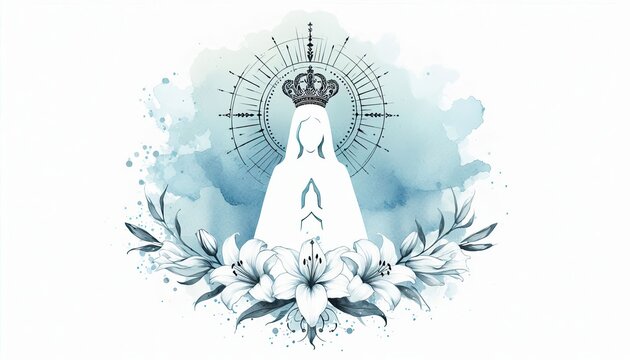 Our lady of aparecida illustration watercolor vector design template art