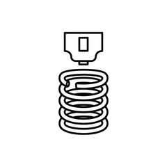 Black and white line drawing of a spring and mount