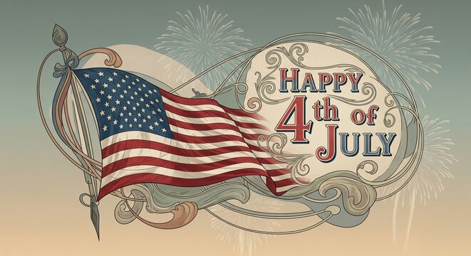 happy 4t of july sign for celebration, celebrating the independence day of unites states of america